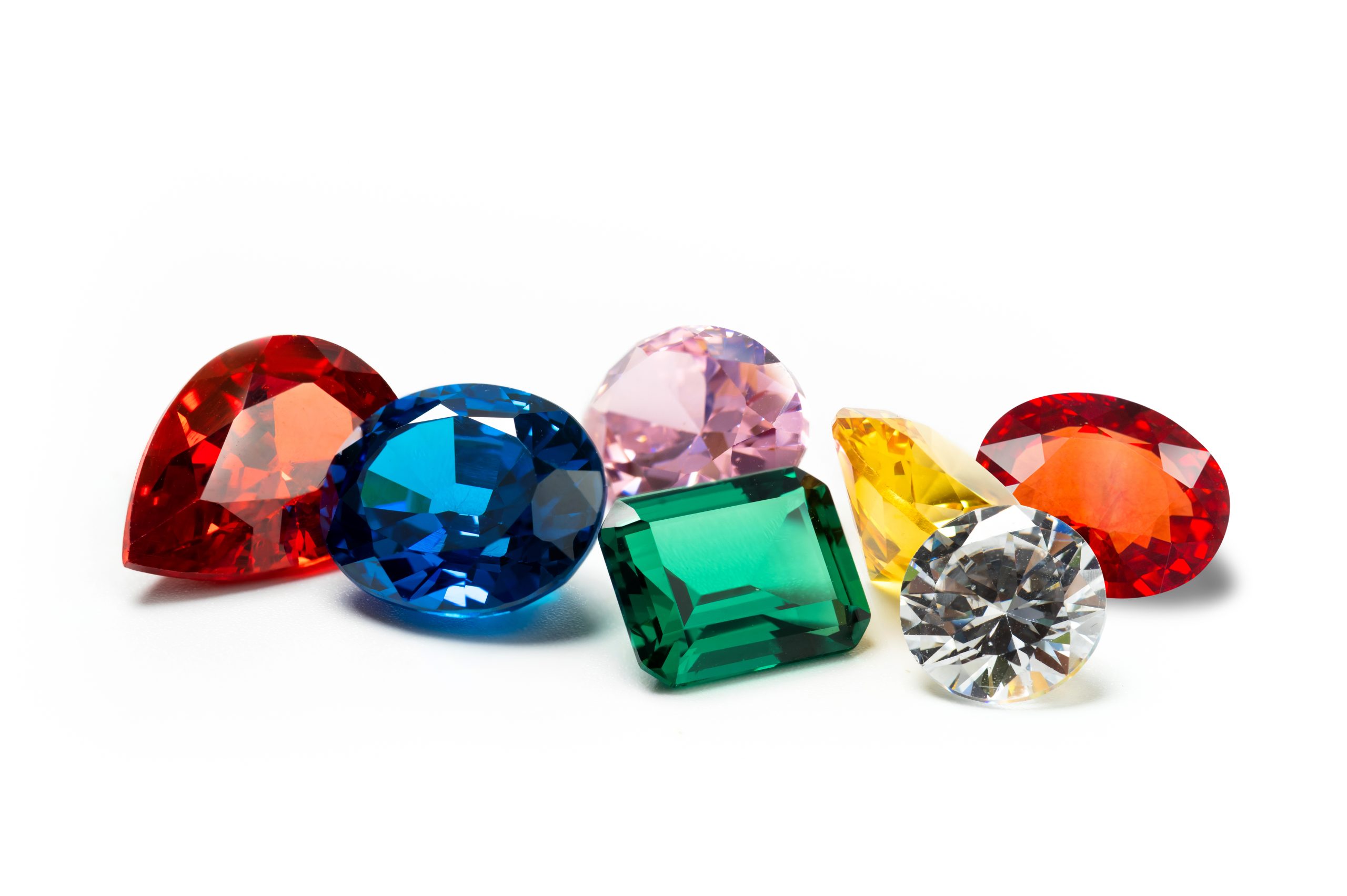 Bright,Gems,Isolated,On,A,White,Background