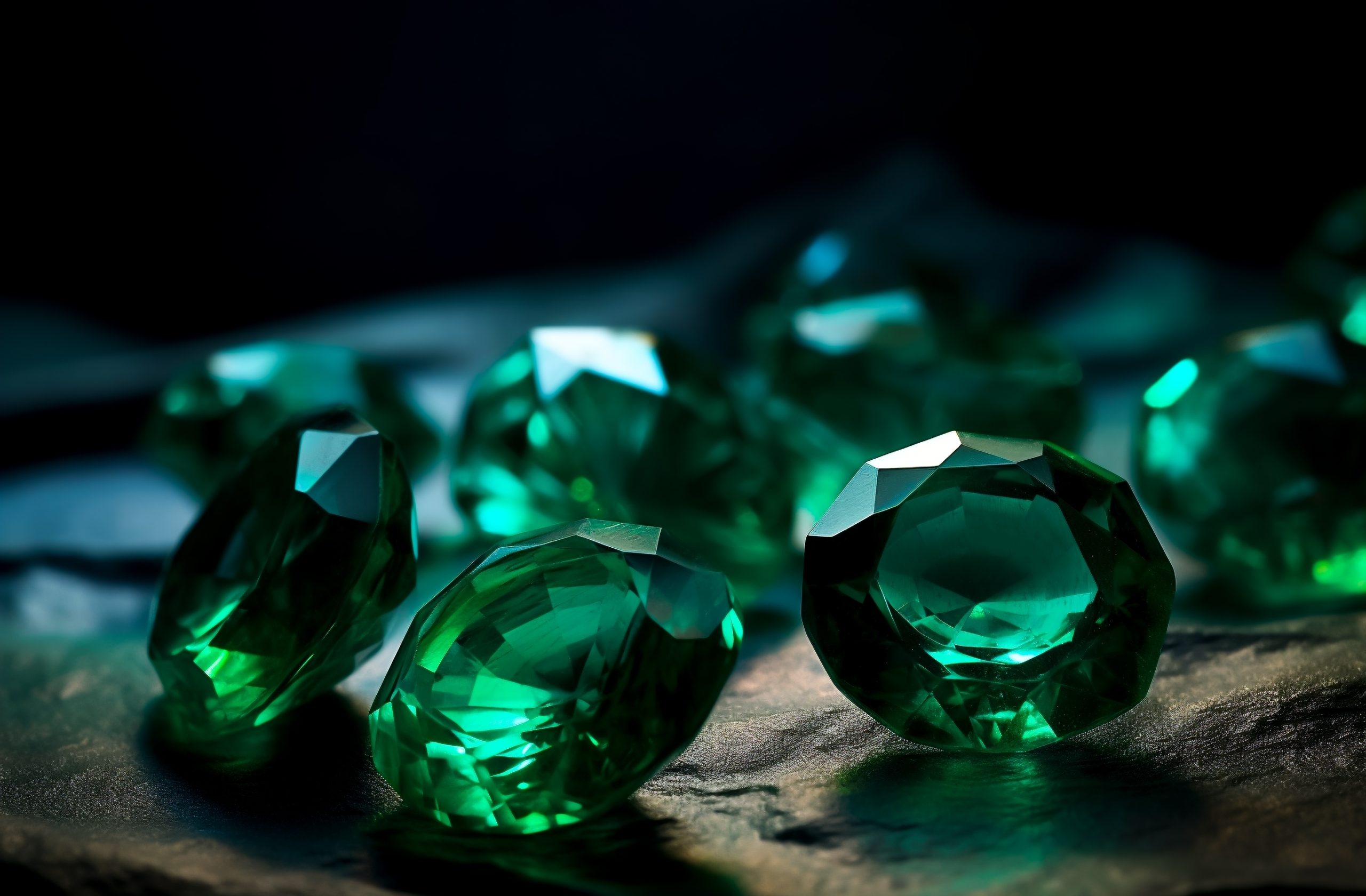 Elegant,Emerald,Green,Stones,,,Showcasing,Luxury,And,Brilliance,,Shallow