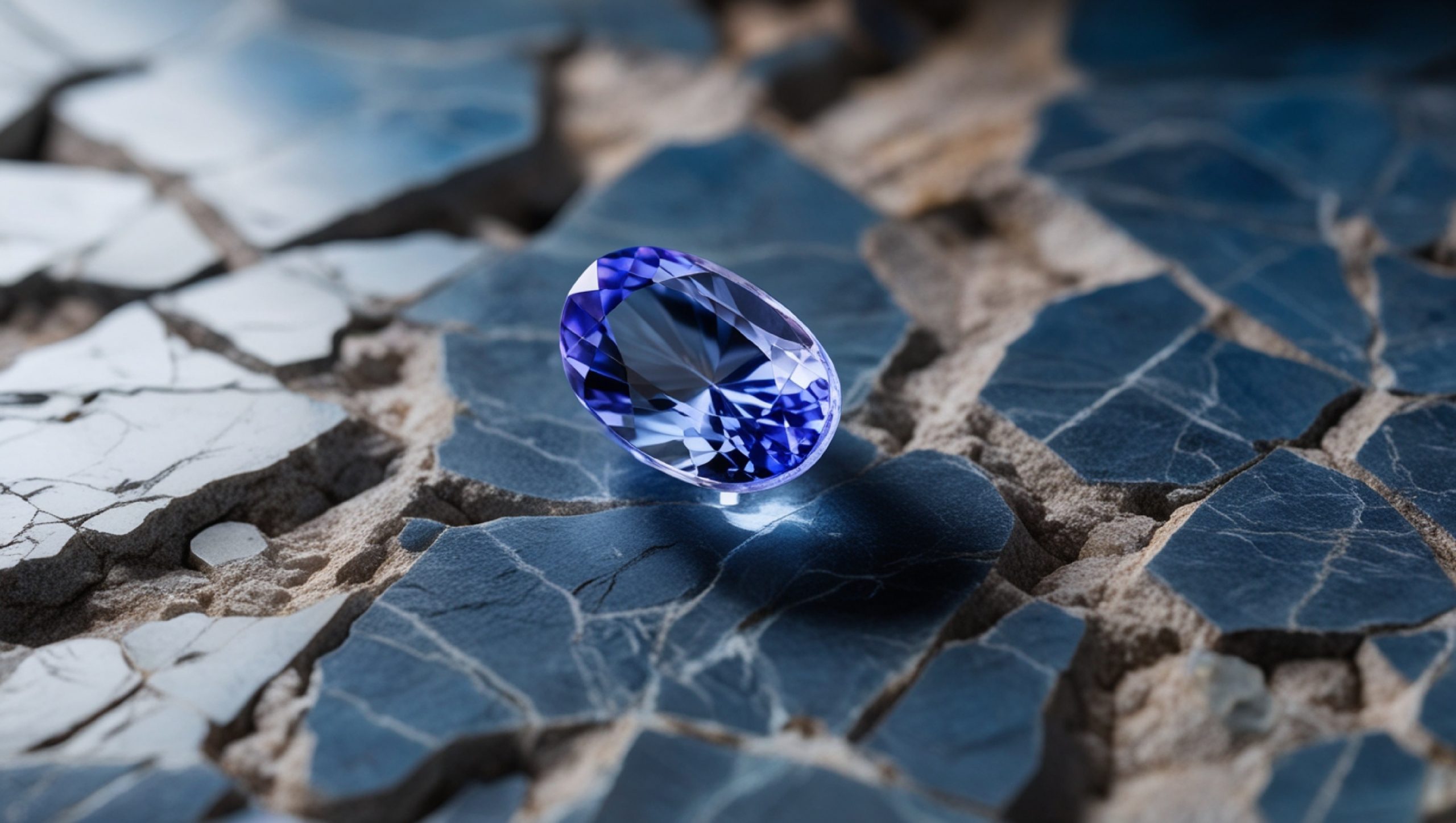 Macro,Shot,Featuring,A,Vibrant,Tanzanite,Crystal,,Highlighting,Its,Unique
